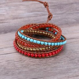 【送料無料】ブレスレット　アクセサリ—　ファッションラップブレスレットレッドコーラルターコイズブレスレットwomen fashion 5 wrap bracelet red coral turquoise friendship bracelet jewelry