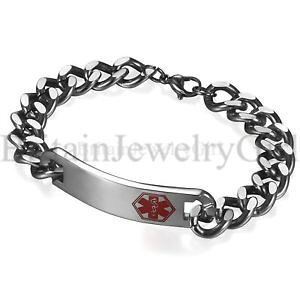 �y���������z�u���X���b�g�@�A�N�Z�T��?�@10mmfree enrgavingid�`�F�[��10mm high polished free enrgaving medical alert id chain bracelet for men women