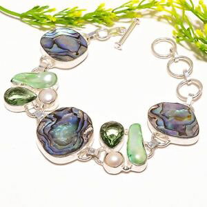 �y���������z�u���X���b�g�@�A�N�Z�T��?�@�A���r�V�F���u���X���b�gabalone shell, biwa pearl gemstone fashion jewelry bracelet 78 sb951