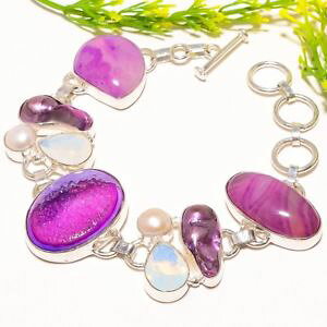 �y���������z�u���X���b�g�@�A�N�Z�T��?�@�s���N���[�X�u���X���b�gpink lace agate, opalite gemstone fashion jewelry bracelet 78 sb1004