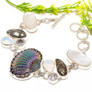 �y���������z�u���X���b�g�@�A�N�Z�T��?�@�`�^���V�F���t�@�b�V�����W���G���[�u���X���b�gtitanium oyester shell, opalite fashion jewelry bracelet 78 sb973