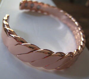 �y���������z�u���X���b�g�@�A�N�Z�T��?�@�u���X���b�g�{�b�N�X�J�tcopper magnetic chunky bracelet arthritis men women 6 magnets cuff with gift box