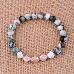 yzuXbg@ANZT?@O[c[WRr[YuXbgt@bV8mm green tree agateamp;zircon rhombus beaded elasticity bracelet fashion woman