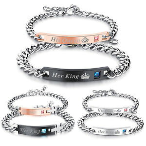 �y���������z�u���X���b�g�@�A�N�Z�T��?�@�X�e�����X�J�b�v��stainless steel his and her lovers matching his queen her king couple bracelet