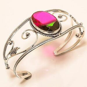 �y���������z�u���X���b�g�@�A�N�Z�T��?�@watermelon tourmaline gemstone cuffbracelet c76watermelon tourmaline gemstone cuff jewelry bracelet adjustable c76