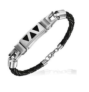 yzuXbg@ANZT?@gvgCAOXeXX`[t@bVuXbgtriple triangle stainless steel and leather adjustable fashion bracelet