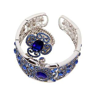 �y���������z�u���X���b�g�@�A�N�Z�T��?�@�u���X���b�g�`�F�[�������O�p�[��womens bridal crystal bracelet chain ring prom wedding palm jewelry purple