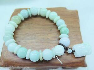 yzuXbg@ANZT?@10mmapixiu`[uXbgnatural grade a jade jadeite 10mm aqua beads bracelet with pixiu charm