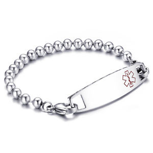 【送料無料】ブレスレット アクセサリ― ステンレススチールタグビーズブレスレットpersonalized engraving stainless steel medical alert id tag beads women bracelet