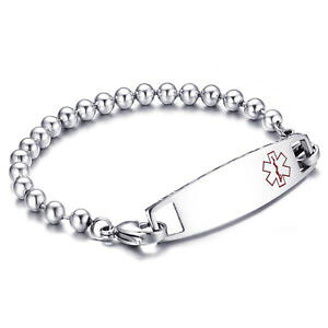 yzuXbg@ANZT?@XeXX`[^Or[YuXbgpersonalized engraving stainless steel medical alert id tag beads women bracelet