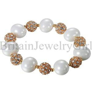 �y���������z�u���X���b�g�@�A�N�Z�T��?�@���f�B�[�X�n���h���C�h�V�F���r�[�Y���C���X�g�[���u���X���b�gluxury women ladies handmade shells beads shiny rhinestone charm bride bracelet