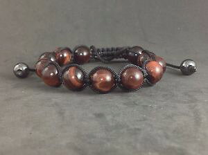 �y���������z�u���X���b�g�@�A�N�Z�T��?�@�����Y���b�h�^�C�K�[�A�C�r�[�h mens red tigers eye natural gemstone beads shamballa