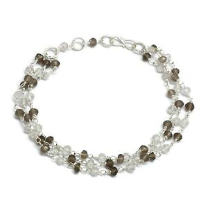 �y���������z�u���X���b�g�@�A�N�Z�T��?�@�n���h���C�h�r�[�Y�u���X���b�g listingsmoky amp; crystal gemstone handmade beaded silver plated bracelets jewelry design