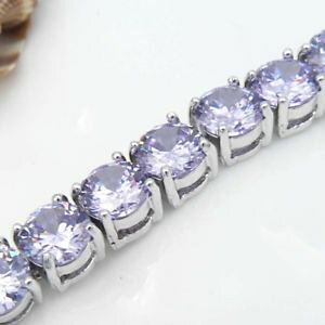 yzuXbg@ANZT?@Cgp[vEhWGkzCgS[hOvuXbglight purple color quartz crystal round jewel 18k white gold gp noble bracelet