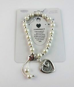 �y���������z�u���X���b�g�@�A�N�Z�T��?�@�u���X���b�g�V���o�[�r�[�Ybride bracelet love is patient white pearls silver beads