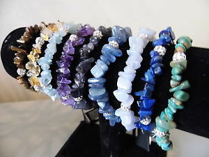 �y���������z�u���X���b�g�@�A�N�Z�T��?�@�`�b�v���C���X�g�[���A�C�I���C�gcitrin���[�Xgemstone chip bracelet rhinestone iolite citrin blue lace agate tiger eye