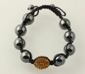 �y���������z�u���X���b�g�@�A�N�Z�T��?�@�r�[�Y�w�}�^�C�g���C���X�g�[���u���X���b�g�X�g�����h beaded hematite rhinestone bracelet adjustable strand good fortune oval