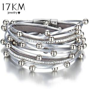 �y���������z�u���X���b�g�@�A�N�Z�T��?�@����br�u���X���b�g17km17km design fashion bead multiple layers charm bracelet for women men leather br