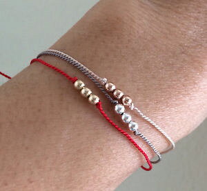 �y���������z�u���X���b�g�@�A�N�Z�T��?�@3�V���o�[�u���X���b�gthree wishes gold fill thread beaded bracelet also in silver and rose gold fill