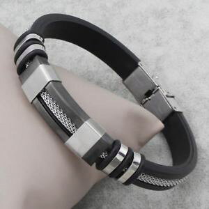 �y���������z�u���X���b�g�@�A�N�Z�T��?�@acciaio inox�V���R�[���l��bracciale uomosemplice gommaacciaio inox silicone nero bracciale uomo fascia stile punk semplice gomma
