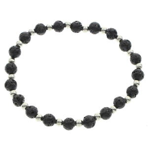 �y���������z�u���X���b�g�@�A�N�Z�T��?�@�f�A���e�B�[�Nas de31979 6mm naturliche runde schwarze lava antik farbe wulstige manner kupfe