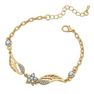 �y���������z�u���X���b�g�@�A�N�Z�T��?�@�R���A���_���W�F��bracciale donna catenina oro colore con ali dangelo 18cm