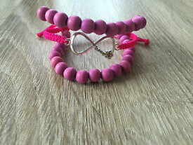 【送料無料】ブレスレット　アクセサリ—　ブレスレットビーズブレスレットピンクシルバーハンドメイドdiy bracelet armkette beaded bracelet * infinity * pink silver handmade