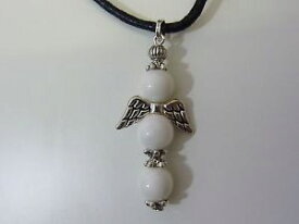 【送料無料】ブレスレット　アクセサリ—　エンジェルクロスペンダントチベットシルバーangel cross pendant 8 mm white jade amp; tibet silver