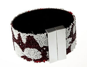 �y���������z�u���X���b�g�@�A�N�Z�T��?�@���C���X�g�[�� 17×3,5cmfancy bracelet rhinestones red dominantmagnet clasp 17 x 3,5 cm