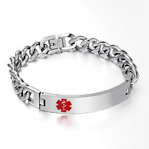 yzuXbg@ANZT?@XeXX`[^OYuXbg866 personalized engraving stainless steel medical alert id tag mens bracelet