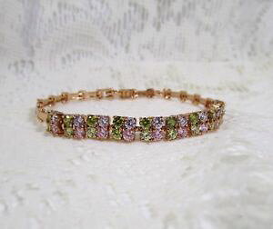yzuXbg@ANZT?@}`J[XNGAk[YS[huXbgsparkling multi color square cz 10k rose gold filled beautiful 7 bracelet