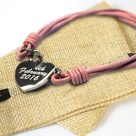 【送料無料】ブレスレット　アクセサリ—　パーソナライズレディススチールハートピンクブレスレットバッグpersonalised ladies steel heart pink bracelet birthday free engraving amp; gift bag
