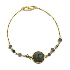 yzuXbg@ANZT?@natural labradorite gemstone handmade beaded22kyellow gold plated braceletsnatural labradorite gemstone handmade beaded 22