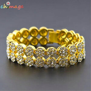 �y���������z�u���X���b�g�@�A�N�Z�T��?�@2���C���X�g�[���z�b�v�u���X���b�g2�u���X���b�gblingblingmens 2 row rhinestone hip hop bracelet two color fashion bling bling bracelet