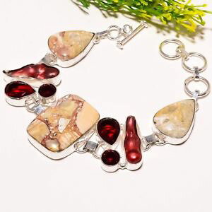 �y���������z�u���X���b�g�@�A�N�Z�T��?�@�K�[�l�b�g�u���X���b�gbrecciated mookaite garnet gemstone fashion jewelry bracelet sb1727
