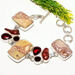 �y���������z�u���X���b�g�@�A�N�Z�T��?�@�K�[�l�b�g�u���X���b�gbrecciated mookaite garnet gemstone fashion jewelry bracelet sb1782