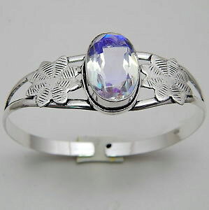 �y���������z�u���X���b�g�@�A�N�Z�T��?�@�g�p�[�Y�n���h���C�h�x���K��rainbow mystic topaz silver plated handmade jewelry bengal 16 gm