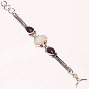 �y���������z�u���X���b�g�@�A�N�Z�T��?�@�j���[listingnatural�A���W�X�g�N�I�[�c listingnatural rainbow moonstone amethyst quartz silver plated bracelets