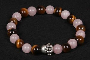 yzuXbg@ANZT?@budhaSj[listingtiger[YR[c listingtiger eye and rose quartz round with laughing budha metal beads rubber bracelet