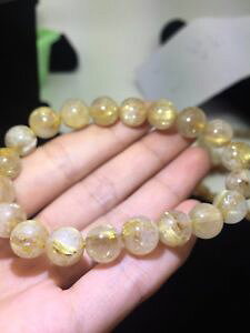 yzuXbg@ANZT?@`Xgb`r[YuXbgnatural gold rutilated quartz stretch crystal beads bracelet 11mm