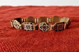 �y���������z�u���X���b�g�@�A�N�Z�T��?�@�u���X���b�g�p�l�������N�A���r�A�f�U�C���r���e�[�Wbrass bracelet anklet panel link arabic design vintage c1970 17cms