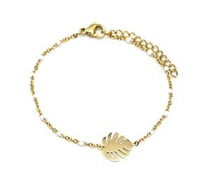 �y���������z�u���X���b�g�@�A�N�Z�T��?�@bc3281f�~�j�`�F�[��bc3281fmini chain bracelet fine beads enamel white with gold steel sheet
