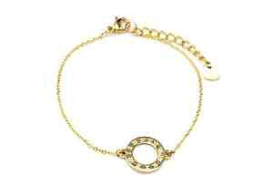 yzuXbg@ANZT?@bc2439f`F[bc2439ffine chain bracelet with circle charm golden steel contour and statistics