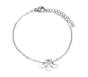 �y���������z�u���X���b�g�@�A�N�Z�T��?�@�V���o�[�X�`�[�������[�t�`�F�[���u���X���b�gbc3179ffine chain bracelet with bee charm silver steel relief