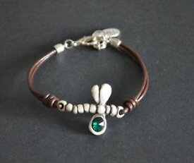 【送料無料】ブレスレット　アクセサリ—　トンボブレスレットブレスレットストランドdragonfly braceletdifferent 50greensworovski leather bracelet strand