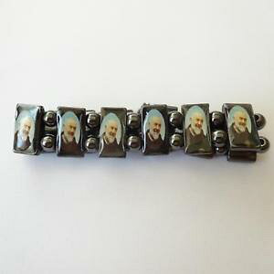 yzuXbg@ANZT?@YEBYw}^CguXbgmens womens bracelet elastic in hematite with father pio 197 aa
