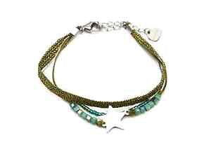 �y���������z�u���X���b�g�@�A�N�Z�T��?�@etoil�J�[�L�[bc2646fbc2646fmultirow bracelet pearls and shiny fabric khaki with charm etoil