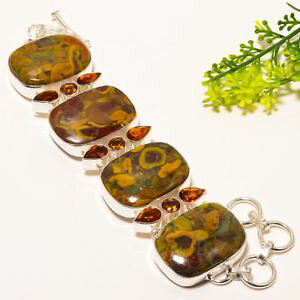 �y���������z�u���X���b�g�@�A�N�Z�T��?�@rhyolite jasperaaa citrine gemstone handmade jewelry bracelet78nrb1524rhyolite jasper, aaa citrine gemstone handmade jewel