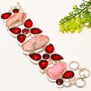 �y���������z�u���X���b�g�@�A�N�Z�T��?�@rhodochrositegarnet quartz gemstone handmade jewelry bracelet78nrb1532rhodochrosite, garnet quartz gemstone handmade jewel