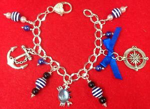 �y���������z�u���X���b�g�@�A�N�Z�T��?�@listing**handcrafted���j�[�Nbracelet** listing**handcrafted unique elegant nautical charm beaded silver plated bracelet**